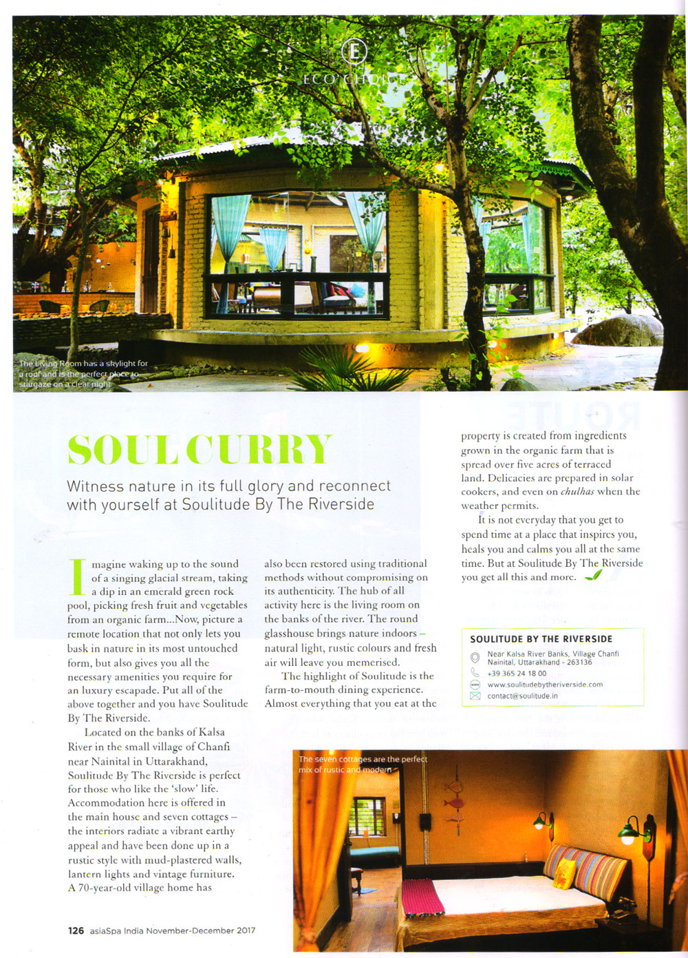 Soulitude featured on asiaSpa India Magazine